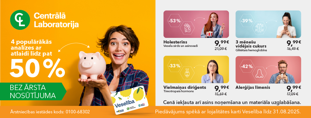 Centrālas laborsatorijas augusta piedāvājumi ar karti Veselība